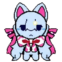 Sad blue bow sprite