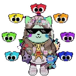 kidcore Kawaii Kitty green rainbow sprite