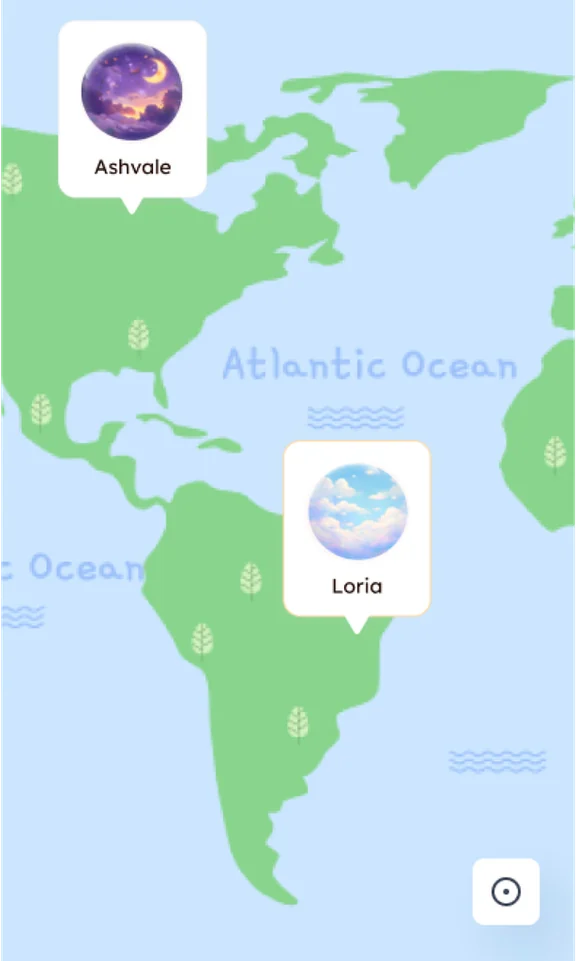 Procedurally generated AI world map connecting multiple AI Towns