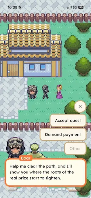 Redbean: Free Cozy Life Sim With Your Own Characters 7 user screenshot of talking with NPC in Redbean
