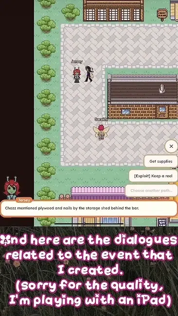 Redbean: Free Cozy Life Sim With Your Own Characters 12 user screenshot of dialogue in Redbean