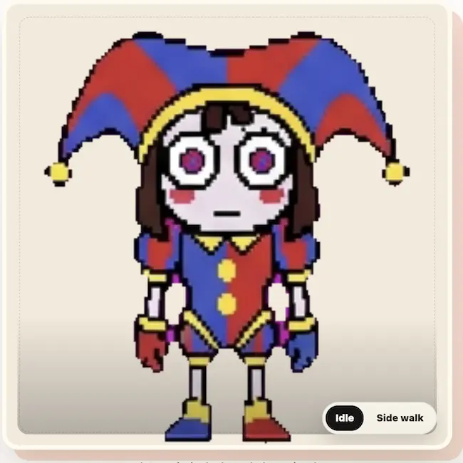 pomni pixel sprite the amazing digital circus character created by redbean user