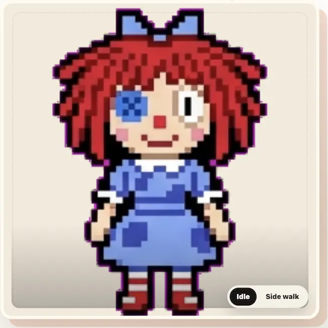 ragatha pixel sprite the amazing digital circus character created by redbean user