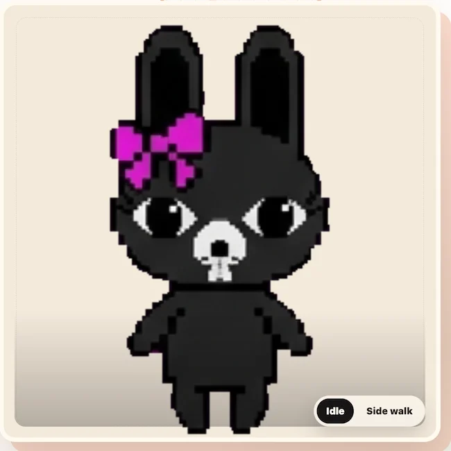 Rattina from Animal Hospital, recreated as a pixel character in Redbean