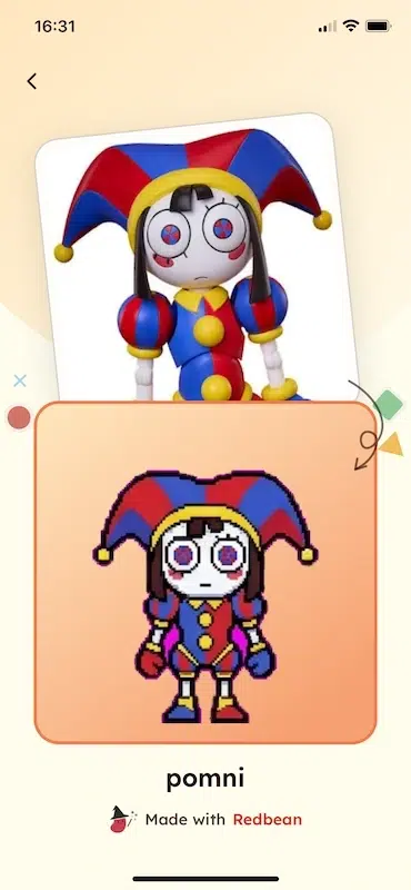 pomni a digital circus character pixel version made in Redbean