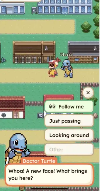 screenshot of Redbean free mobile sandbox with pixel characters and create your own story