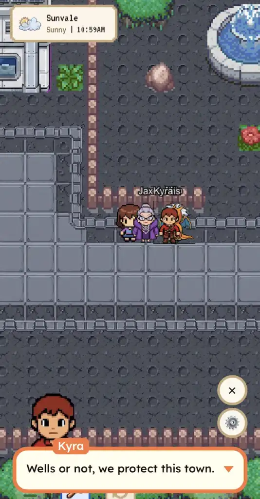 screenshot of Redbean free mobile sandbox with pixel characters and a cozy player-designed town