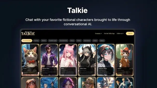 talkie ai screenshot character ai alternatives