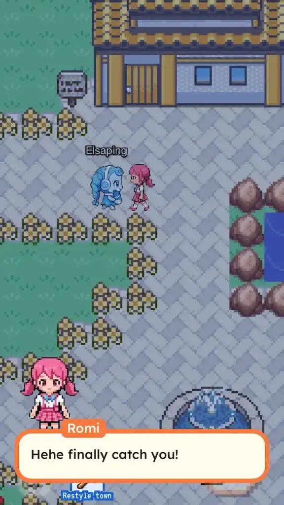 Catch! Teenieping OC Maker: Build An Alive Character With Redbean 12 Catch Teenieping's Romi talking to an NPC resident inside a Redbean pixel town