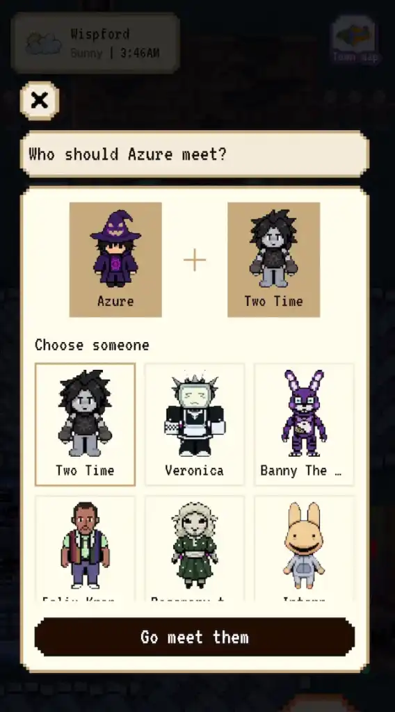 Forsaken Roblox Characters: Secret Lore, Relationship & Roleplay 2026 2 forsaken roblox characters recreated as pixel characters in redbean, screen setting up npcs meet each other
